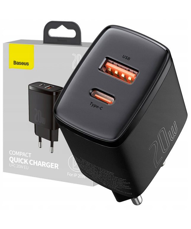 Galingas BASEUS 20W 3A USB-C tinklo įkroviklis, greitas QC PD telefonui
