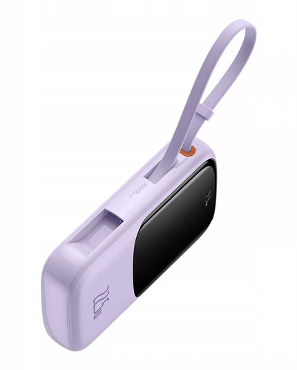 Greitas „Baseus“ išorinis akumuliatorius 10000 mAh 22.5W USB-C USB-A su įmontuotu USB-C kabeliu