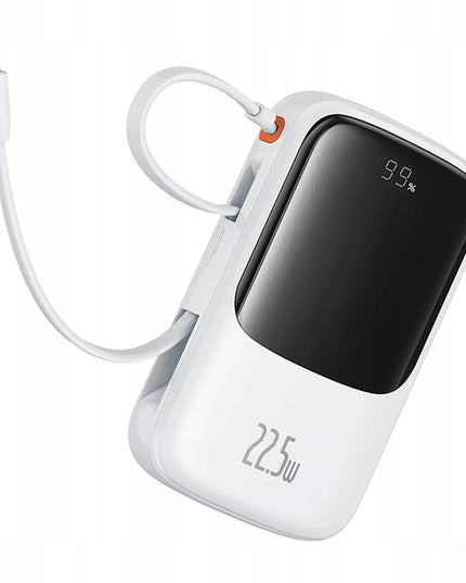 Greitasis „Baseus Qpow“ maitinimo bankas 22,5 W 10000 mAh su integruotu USB-C kabeliu