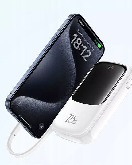 Greitasis „Baseus Qpow“ maitinimo bankas 22,5 W 10000 mAh su integruotu USB-C kabeliu