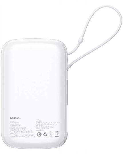 Greitasis „Baseus Qpow“ maitinimo bankas 22,5 W 10000 mAh su integruotu USB-C kabeliu