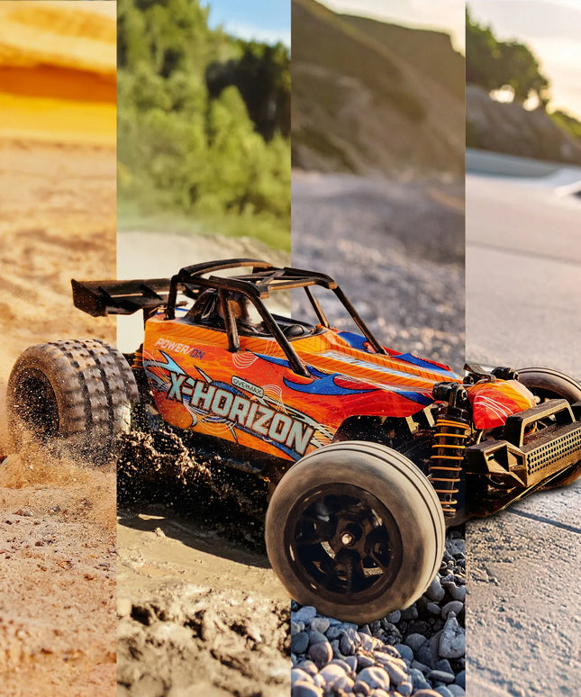 Nuotoliniu būdu valdomas automobilis „OVERMAX X-Horizon“ 4x4, 30 km/h, LED, 100 m, su papildomu kėbulu