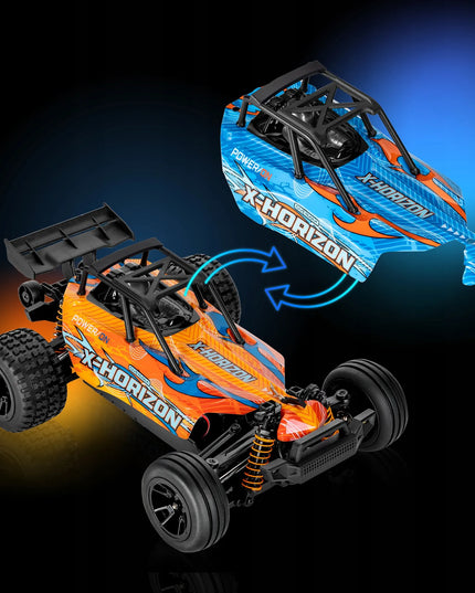Nuotoliniu būdu valdomas automobilis „OVERMAX X-Horizon“ 4x4, 30 km/h, LED, 100 m, su papildomu kėbulu