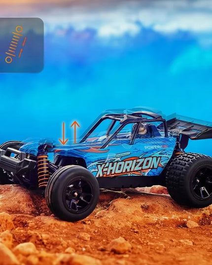 Nuotoliniu būdu valdomas automobilis „OVERMAX X-Horizon“ 4x4, 30 km/h, LED, 100 m, su papildomu kėbulu