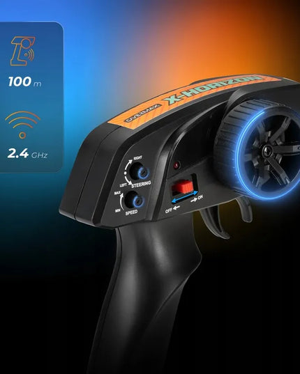 Nuotoliniu būdu valdomas automobilis „OVERMAX X-Horizon“ 4x4, 30 km/h, LED, 100 m, su papildomu kėbulu