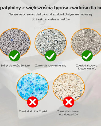 Furoomate PCT110 automatinė savaime išsivalanti kačių kraiko dėžė, didelės talpos, su apsaugos funkcijomis