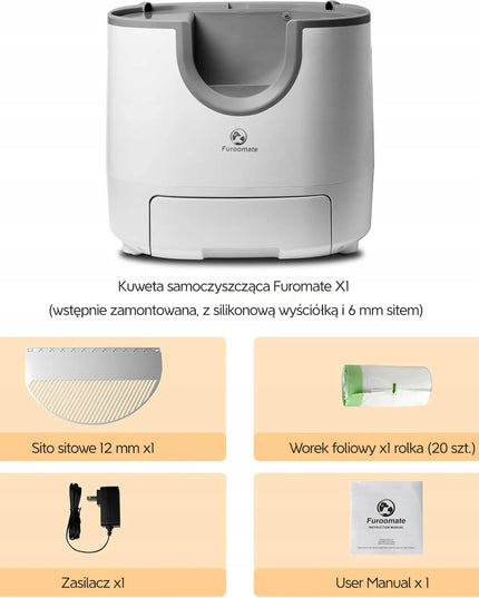 Furoomate PCT110 automatinė savaime išsivalanti kačių kraiko dėžė, didelės talpos, su apsaugos funkcijomis