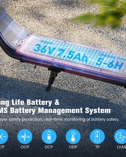 iScooter i9M sulankstomas elektrinis paspirtukas suaugusiems, 10 colių, su programėle, 35 km/h, 500 W, 36 V, 7,5 Ah