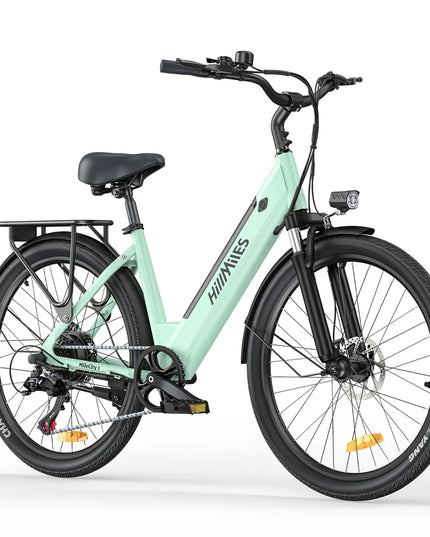 MileCity 1 26 colių elektrinis dviratis kelionėms į darbą, 120 km atstumas, 250 W galia, 36 V 13 Ah akumuliatorius, 25 km/h greitis, 7 pavaros, diskiniai stabdžiai