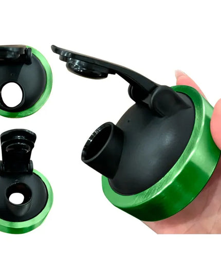 IronFlex Steel Shaker 591 ml – plieninė baltymų gertuvė su papildų talpykle, žalia ir geltona