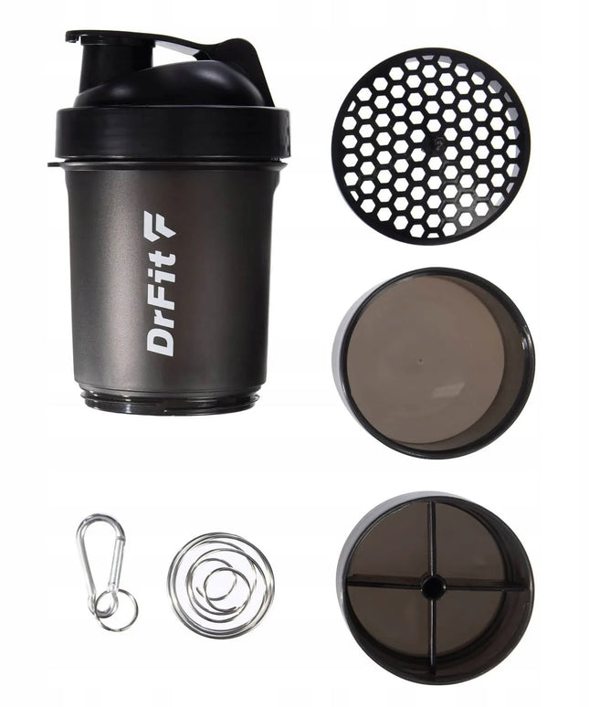 DrFit baltymų kokteilinė su sieteliu, 3 dalių, sandari, 500 ml