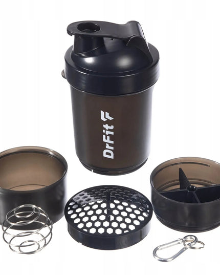 DrFit baltymų kokteilinė su sieteliu, 3 dalių, sandari, 500 ml