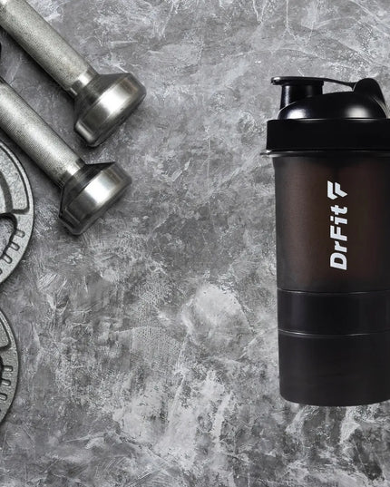 DrFit baltymų kokteilinė su sieteliu, 3 dalių, sandari, 500 ml