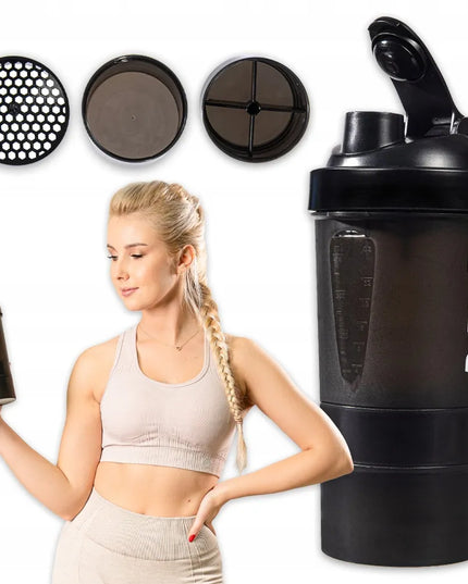 DrFit baltymų kokteilinė su sieteliu, 3 dalių, sandari, 500 ml