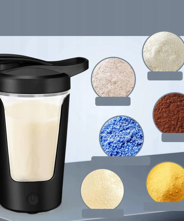 Nešiojamas elektrinis baltymų kokteilių plaktuvas, juodas, 450 ml, 500 mAh