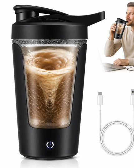 Nešiojamas elektrinis baltymų kokteilių plaktuvas, juodas, 450 ml, 500 mAh