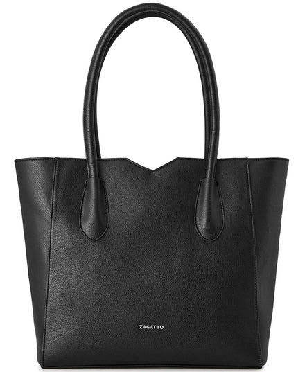 Moteriška didelė juoda ekologiškos odos shopper rankinė A4 dokumentams, mokyklai ir darbui ZAGATTO