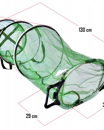 Gumuotas žvejybos tinklas 130 x 40cm, uždaromas, su transportavimo rankenomis