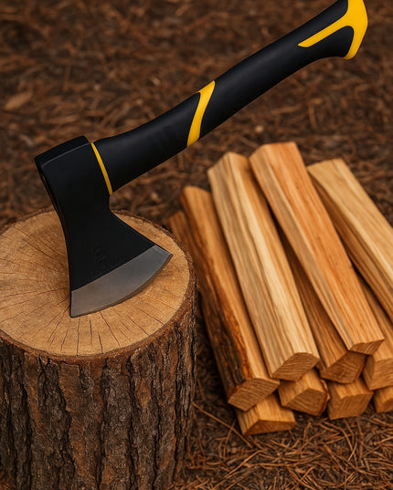 Universalus kirvis 800g, patogus, STIPRUS, iš anglinio plieno, 38cm, skirtas skaldyti
