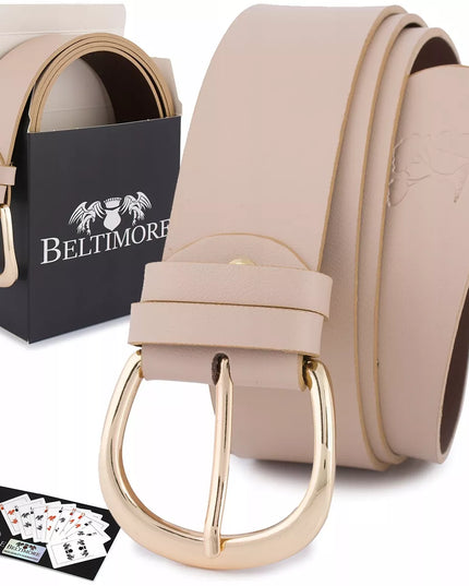 Odinės moteriškas diržas kelnėms ir suknelėms Beltimore nude spalvos 4 cm