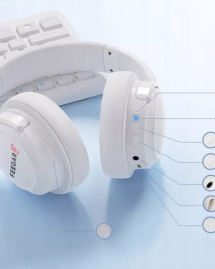 Belaidės „Feegar Mello“ ausinės ant ausų, 65 val. veikimo laikas, „Bluetooth 5.3“, mikrofonas, 6xEQ režimai