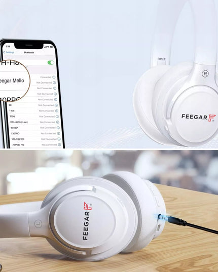 Belaidės „Feegar Mello“ ausinės ant ausų, 65 val. veikimo laikas, „Bluetooth 5.3“, mikrofonas, 6xEQ režimai