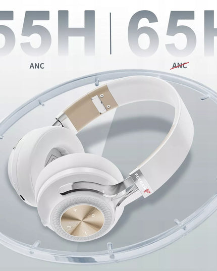 Belaidės ausinės ant ausų FEEGAR AlphaBeat ANC 65H baltos spalvos Bluetooth 5.4