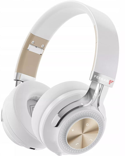 Belaidės ausinės ant ausų FEEGAR AlphaBeat ANC 65H baltos spalvos Bluetooth 5.4