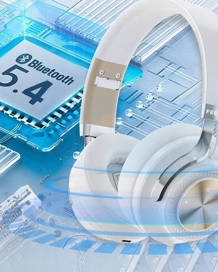 Belaidės ausinės ant ausų FEEGAR AlphaBeat ANC 65H baltos spalvos Bluetooth 5.4