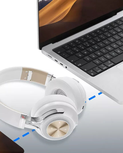 Belaidės ausinės ant ausų FEEGAR AlphaBeat ANC 65H baltos spalvos Bluetooth 5.4