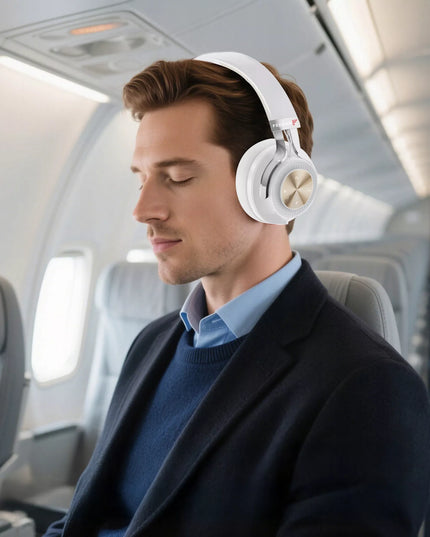 Belaidės ausinės ant ausų FEEGAR AlphaBeat ANC 65H baltos spalvos Bluetooth 5.4