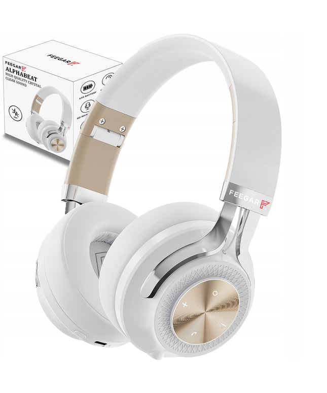Belaidės Antausinės Ausinės FEEGAR AlphaBeat ANC 65H Baltos Bluetooth 5.4