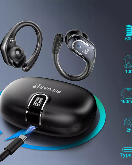 Belaidės ausinės FEEGAR SPORT Bluetooth 5.4 70 val. baterija įstatomos į ausis IPX5