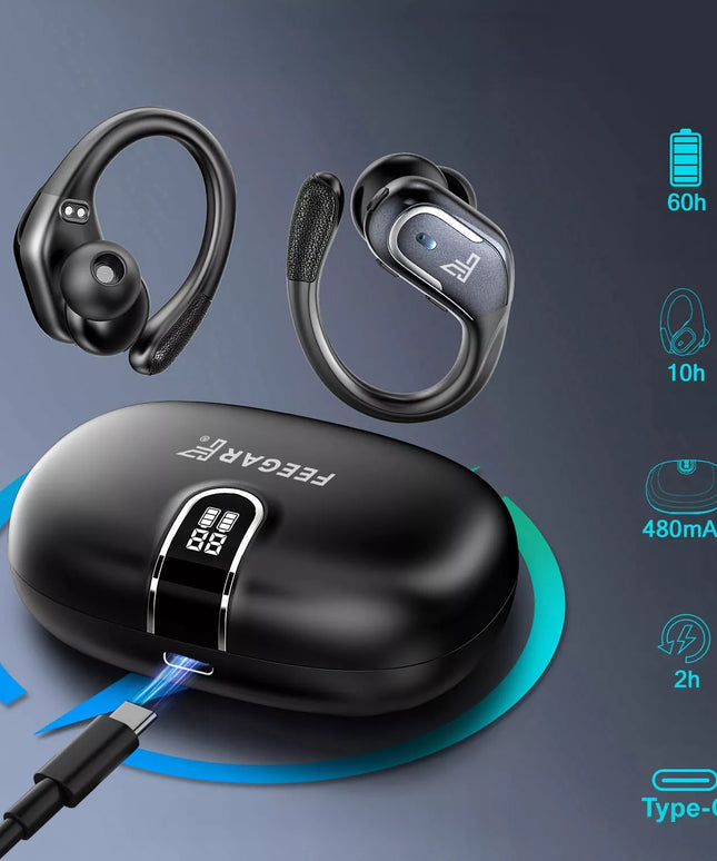 Belaidės ausinės FEEGAR SPORT Bluetooth 5.4 70 val. baterija įstatomos į ausis IPX5