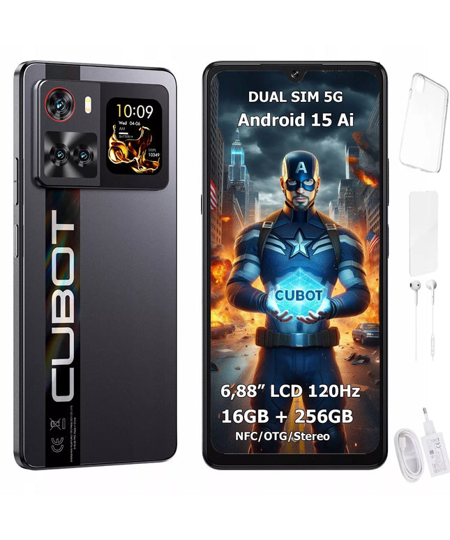 Išmanusis telefonas Cubot X100 5G Dual SIM 8/256 GB Android 15 su dviem ekranais + dėklas