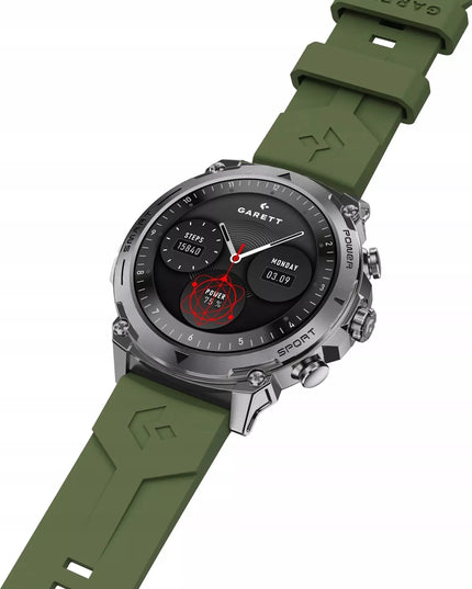 Išmanusis laikrodis Garett Atom 47mm AMOLED 1,43'' Sidabrinis + papildomas dirželis