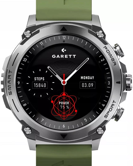Išmanusis laikrodis Garett Atom 47mm AMOLED 1,43'' Sidabrinis + papildomas dirželis