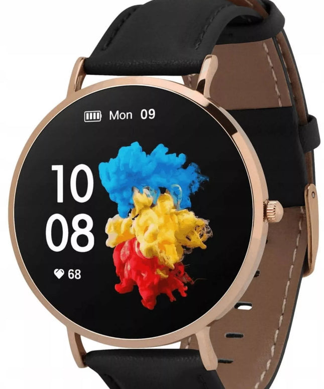 Išmanusis laikrodis Garett Verona auksinis laikrodis moteriškas odinis dirželis