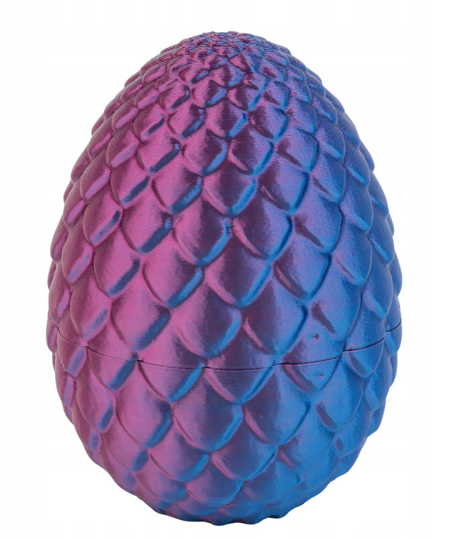 Kristalinis 3D spausdintas drakonas su kiaušiniu, lankstus, mėlynos-violetinės spalvos