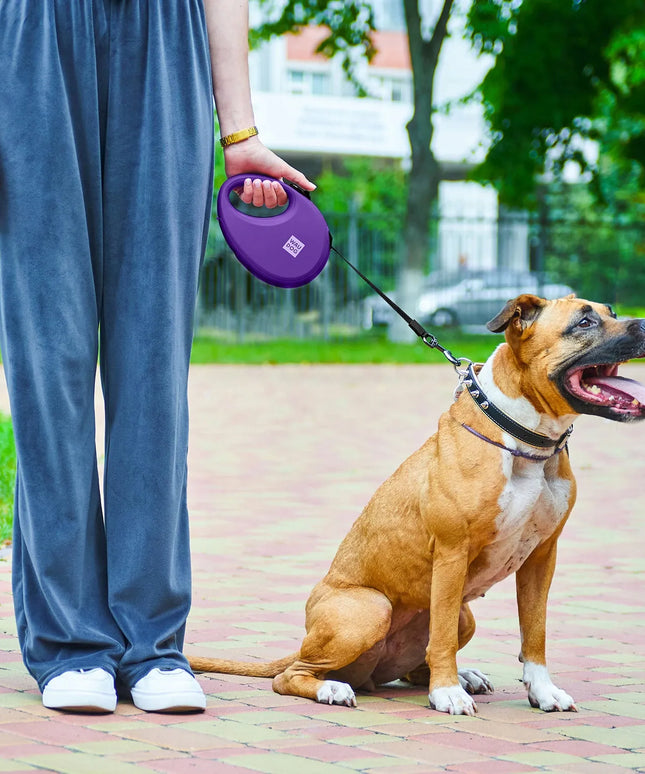 Automatinis šviesą atspindintis pavadėlis šunims su maišelių laikikliu, M dydis iki 20 kg