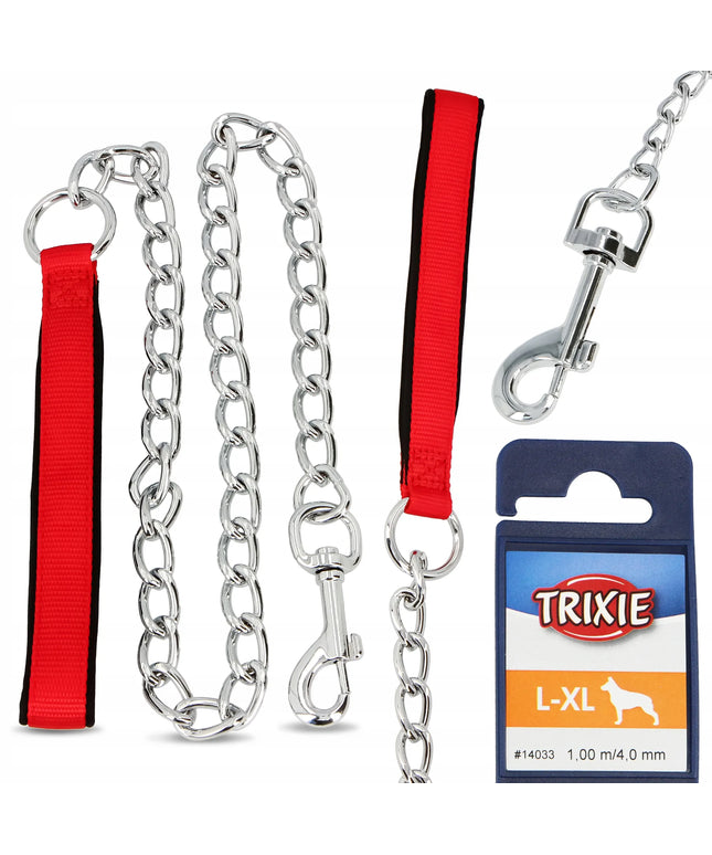 TRIXIE grandinio pavadėlis šunims, 1 m, tvirtas, plieninis, raudonas