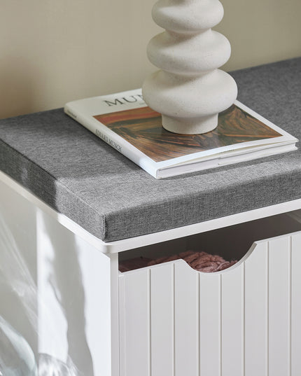 SoBuy Balta batų spintelė-suolas su 3 skyriais FSR30-W