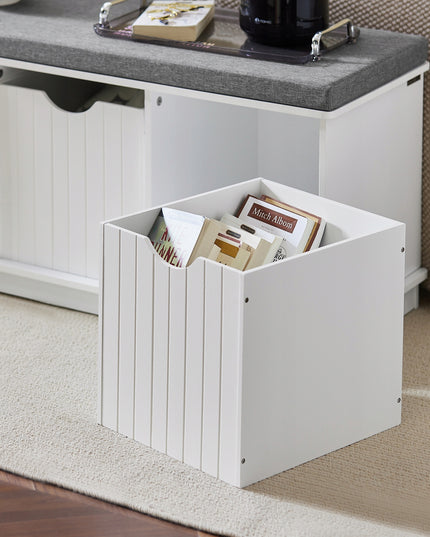 SoBuy Balta batų spintelė-suolas su 3 skyriais FSR30-W