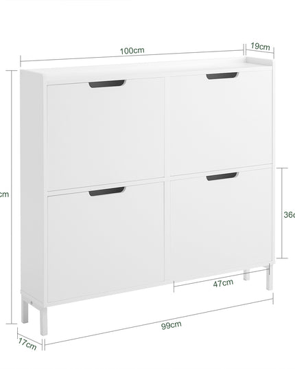 SoBuy Balta 4 durelių batų lentyna, prieškambario spintelė FSR100-W