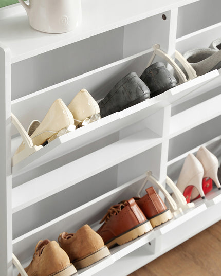 SoBuy Balta 4 durelių batų lentyna, prieškambario spintelė FSR100-W