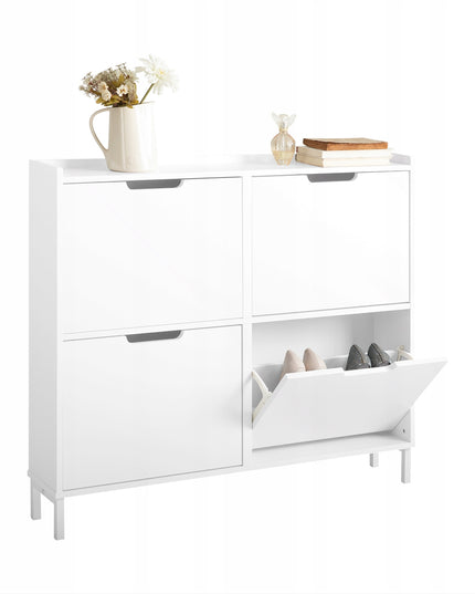 SoBuy Balta 4 durelių batų lentyna, prieškambario spintelė FSR100-W