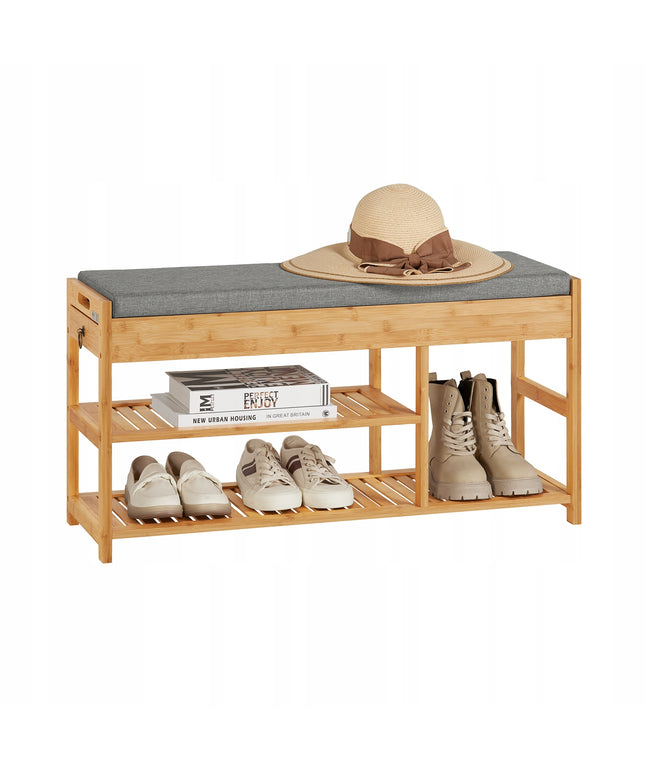 SoBuy Batų suoliukas su sėdyne, ąžuolo spalvos, prieškambariui FSR47-N