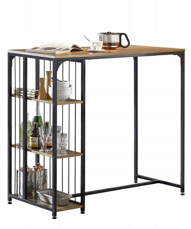 SoBuy Baro stalas virtuvei su lentyna, loftinio ąžuolo dizainas FWT84-PF
