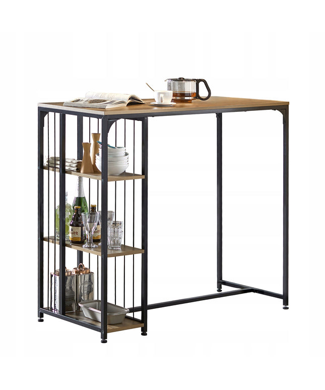 SoBuy Baro stalas virtuvei su lentyna, loftinio ąžuolo dizainas FWT84-PF