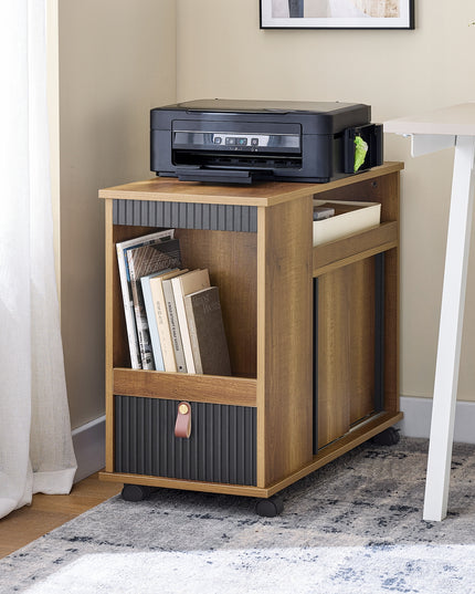 SoBuy Kavos staliukas ant ratukų su stalčiumi ir durelėmis Rudos spalvos FBT143-PF